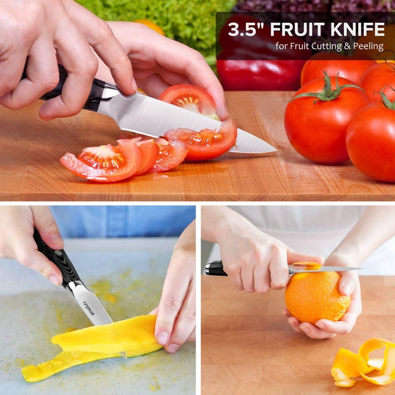 MOSFiATA 5â€ Chef Knife and 3.5" Fruit Knife Set with Knife Sheath, German High Carbon Stainless Steel EN.4116 with Micarta Handle and Gift Box for Vegetable and Fruit Cutting - Image 4